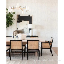 Ready for Ship Rattan Wooden Home Furniture Wicker Back with Soft Cushion Wood Kitchen Dining Restaurant Chair